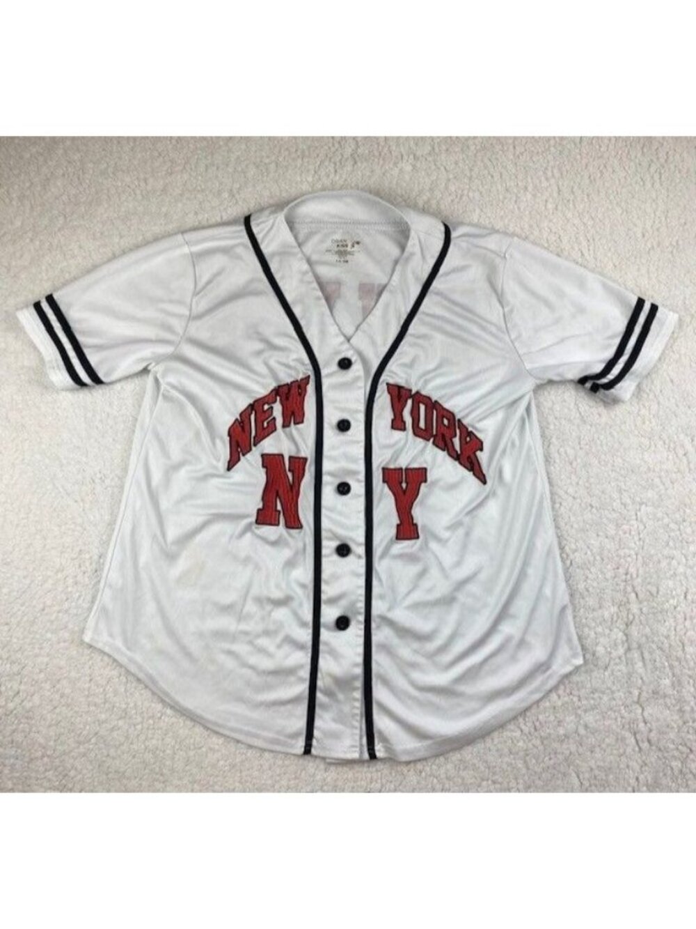New York Teddy Bear Baseball Jersey Women's Size Large Good Vibes Only Shirt